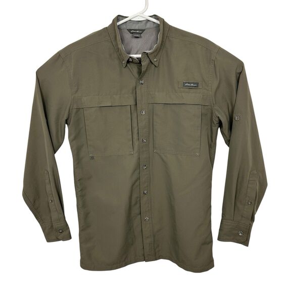 Eddie Bauer Travex Fishing Shirt Ripstop Long Sleeve Vented Mens Sz Small Olive - Picture 1 of 8